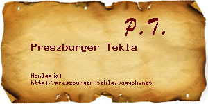 Preszburger Tekla névjegykártya